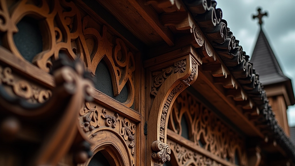Barokinė kaplyčios architektūra su mediniais stulpais, išskirtiniais stogo ornamentais ir atidžiai išlikusiais detalėmis